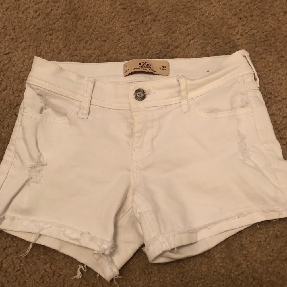 White Hollister Midi Shorts